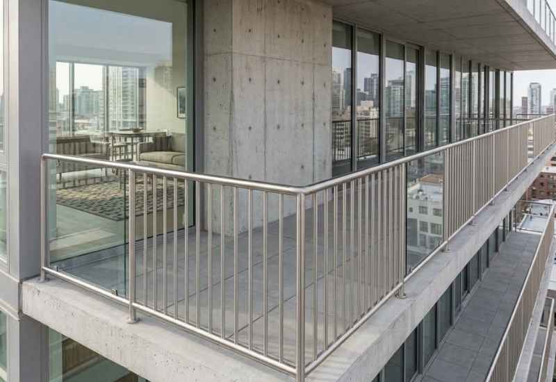 modern stainless steel and glass balcony railing installation