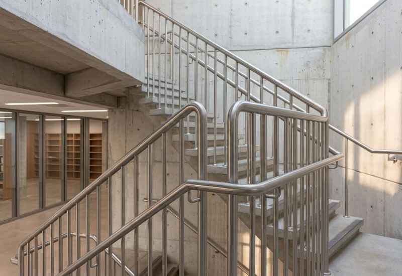 modern stainless steel stair railing installation in riyadh